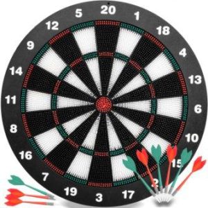 Safety Darts and Kids Dart Board Set - 16 Inch Rubber Dart Board with 9 Soft Tip Darts for Children and Adults