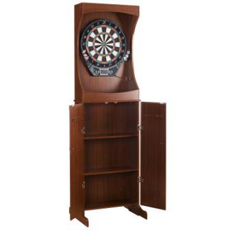 Hathaway Outlaw Free Standing Dartboard and Cabinet Set, Cherry Finish
