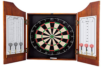 TG Beveled Wood Dart Cabinet - Pro Style Board and Darts