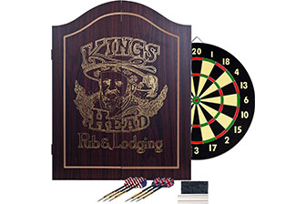 TG King's Head Dark Wood Dartboard Cabinet Set